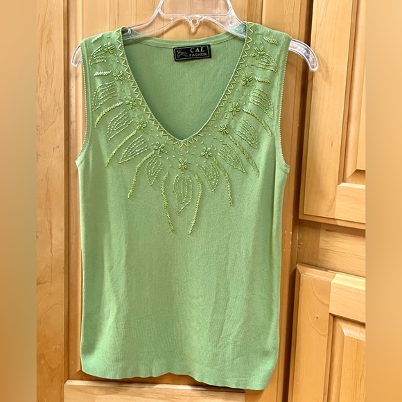 Lime Green Beaded Tank, M.  100% of proceeds to FamilyHeart.org - Picture 1 of 8